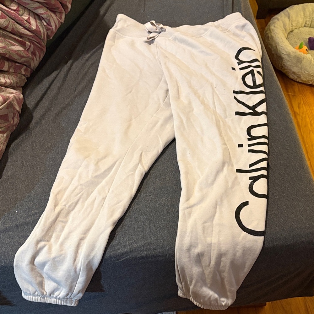 Calvin Klein Cream Joggers with Black Logo